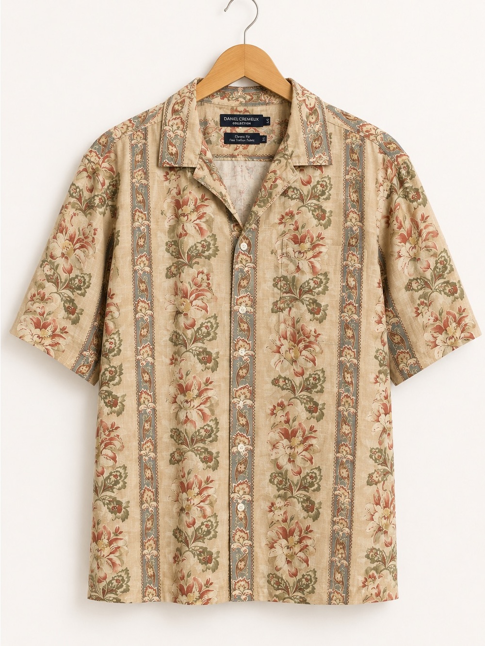 Daniel Cremieux Large Linen Cotton Floral Paisley Camp Shirt